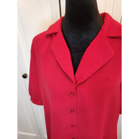 Grace Karin Red Button Up Shirt Puff Sleeves XL Retro Twee Feminine Valentine - Picture 6 of 6
